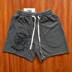 SAINT VANITY ins Same Style Washed Hot Diamond Casual Sports Shorts