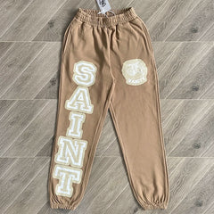 SAINT VANITY Pants - Letterprint American Casual Pure Cotton Long Pants