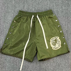 SAINT VANITY Embroidered Button-Up Casual Sports Shorts