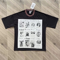 SAINT VANITY Printed Fabric Casual Pure Cotton Short-Sleeved T-shirt