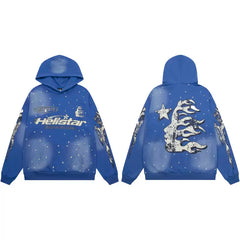 Hellstar Star‑Dusted Vintage Blue Hoodie