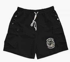 SAINT VANITY Button Embroidered Patchwork Casual Shorts