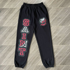 SAINT VANITY Pants - Letterprint American Casual Pure Cotton Long Pants