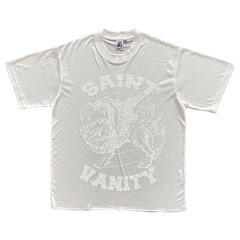 SAINT VANITY ins same semi transparent letter printed casual short sleeved T-shirt