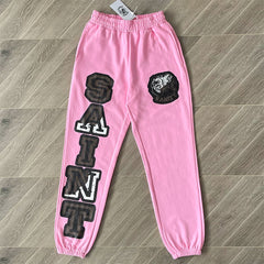 SAINT VANITY Pants - Letterprint American Casual Pure Cotton Long Pants
