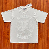 SAINT VANITY ins same semi transparent letter printed casual short sleeved T-shirt