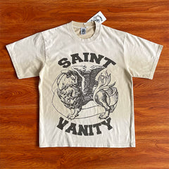 SAINT VANITY ins同款洗水字母印花休闲短袖T恤 (3)