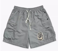 SAINT VANITY Button Embroidered Patchwork Casual Shorts