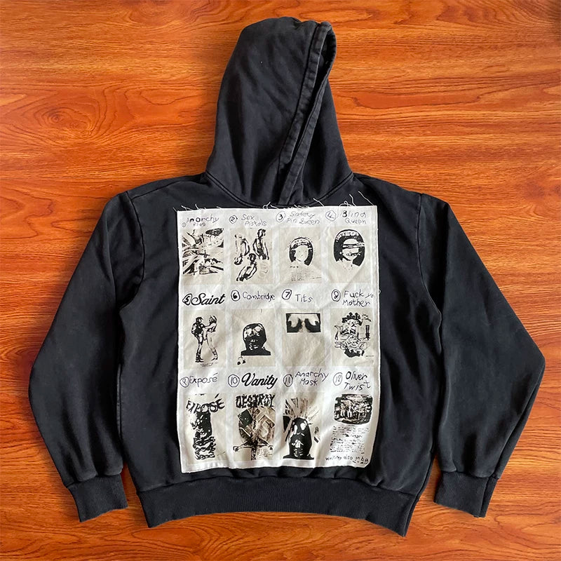 SAINT VANITY Printed Fabric Casual Hooded Sweatshirt