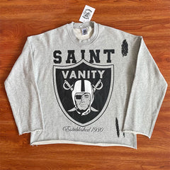 SAINT VANITY Retro Fashion Print Casual Sweatshirt and Shorts Set