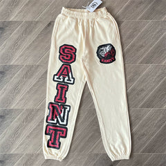 SAINT VANITY Pants - Letterprint American Casual Pure Cotton Long Pants