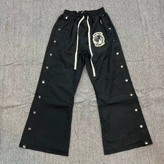 SAINT VANITY sporty casual straight-leg button-down pants