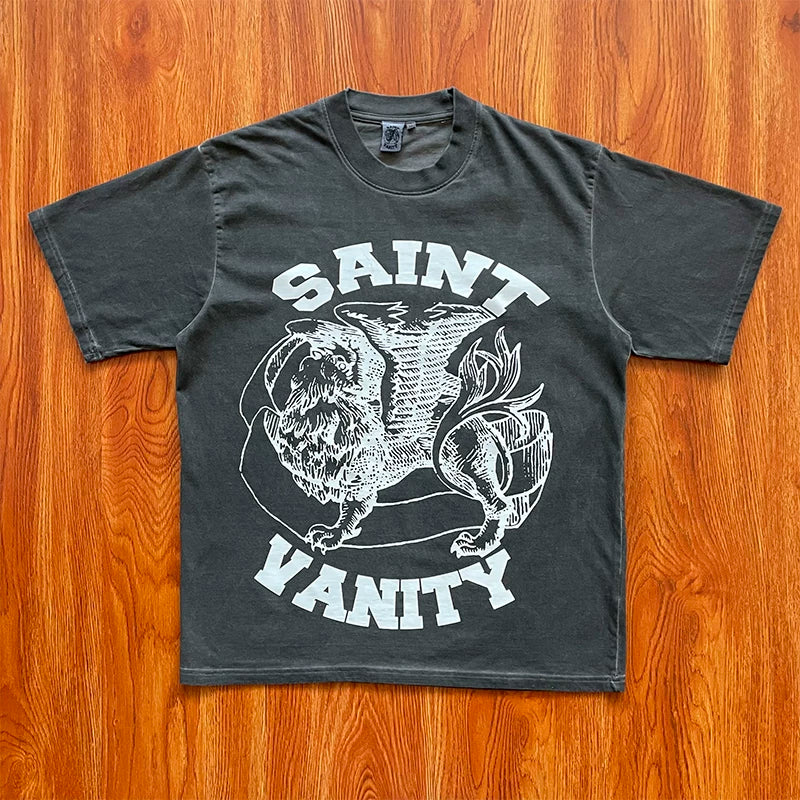 SAINT VANITY ins Same Style Letter Printed Casual Short Sleeve T-shirt