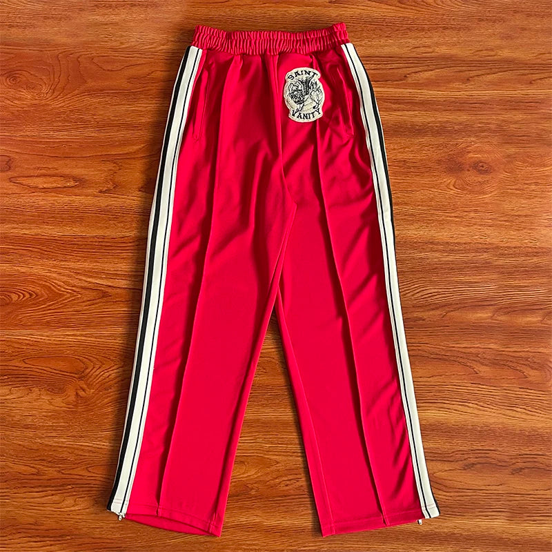 SAINT VANITY Embroidered Stripe Sports Style Casual Zipper Jacket Pants Set