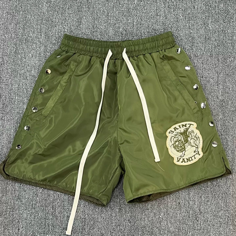 SAINT VANITY Embroidered Button-Up Casual Sports Shorts
