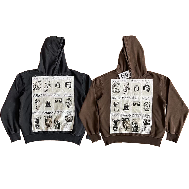 SAINT VANITY Printed Fabric Casual Hooded Sweatshirt