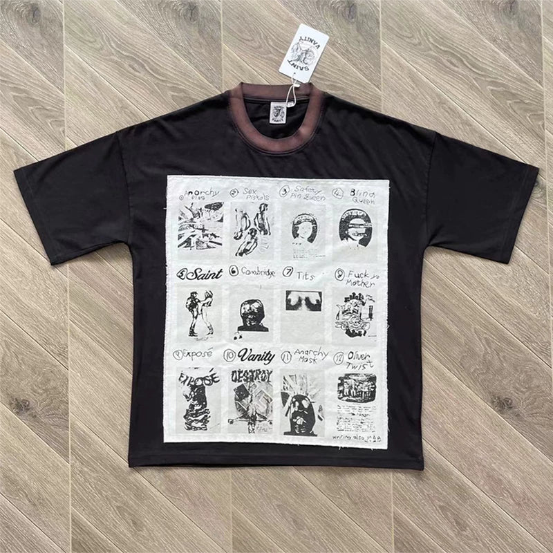 SAINT VANITY Printed Fabric Casual Pure Cotton Short-Sleeved T-shirt