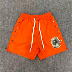 Saint Vanity Embroidered Button-Up Sports Shorts