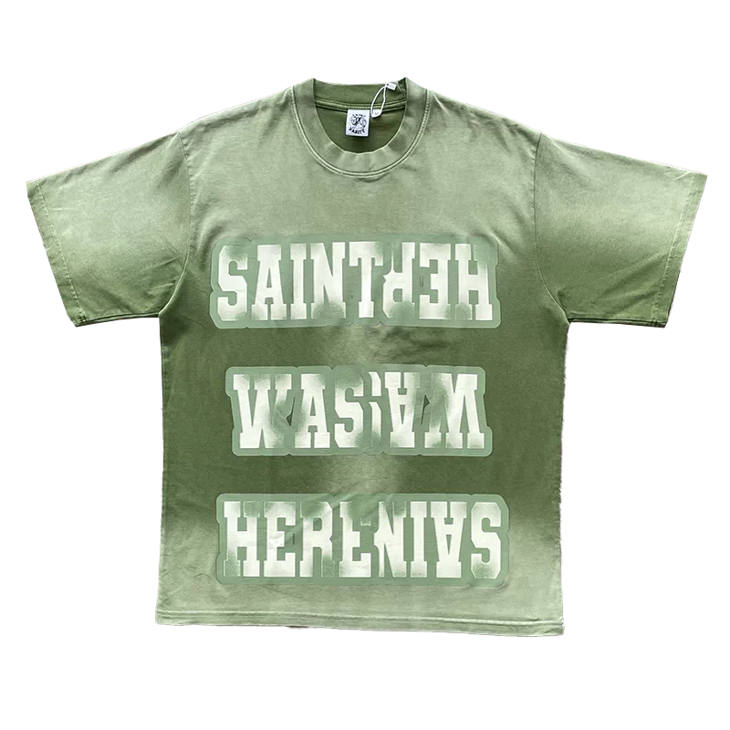 SAINT VANITY Washed Watercolor Print Casual Short-Sleeved T-shirt