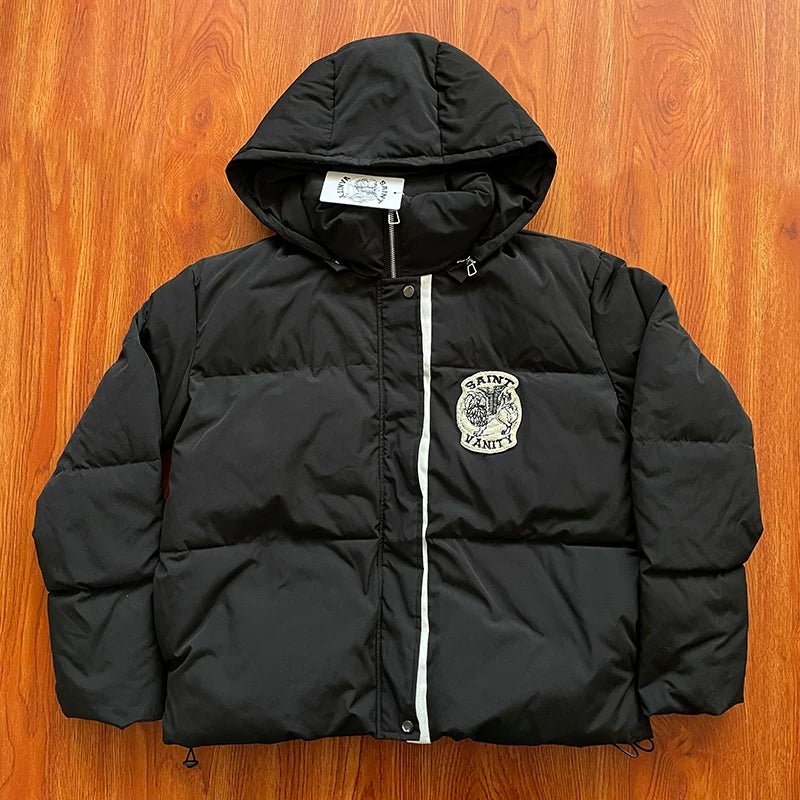SAINT VANITY Fashion V-neck Hooded Embroidered Down Jacket