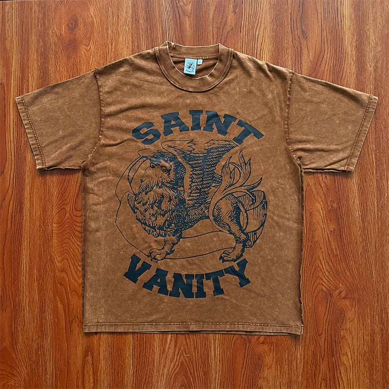 SAINT VANITY ins Same Style Letter Printed Casual Short Sleeve T-shirt (3)