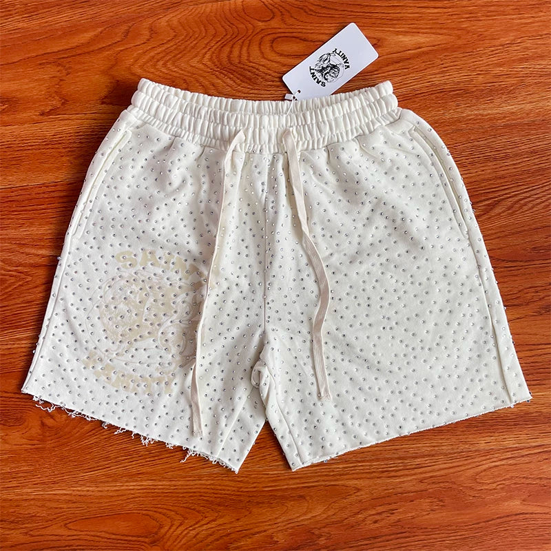SAINT VANITY ins Same Style Washed Hot Diamond Casual Sports Shorts