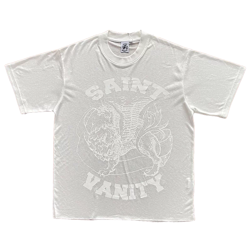 SAINT VANITY ins same semi transparent letter printed casual short sleeved T-shirt