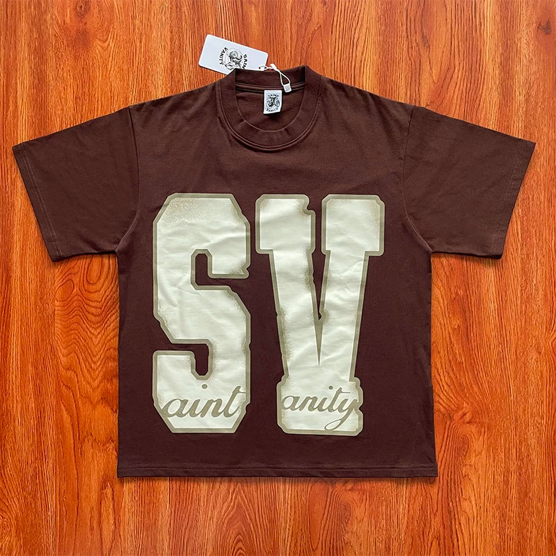 SAINT VANITY 简约字母印花休闲纯棉短袖t恤