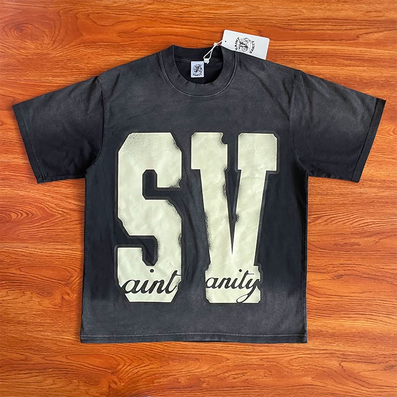 SAINT VANITY 简约字母印花休闲纯棉短袖t恤
