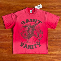 SAINT VANITY ins同款洗水字母印花休闲短袖T恤 (1)