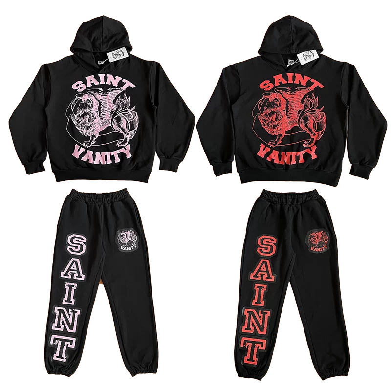 SAINT VANITY Printed Logo Casual Sweatshirt and Pants Set