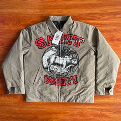 SAINT VANITY Trendy American-style Printed Collared Jacket Coat