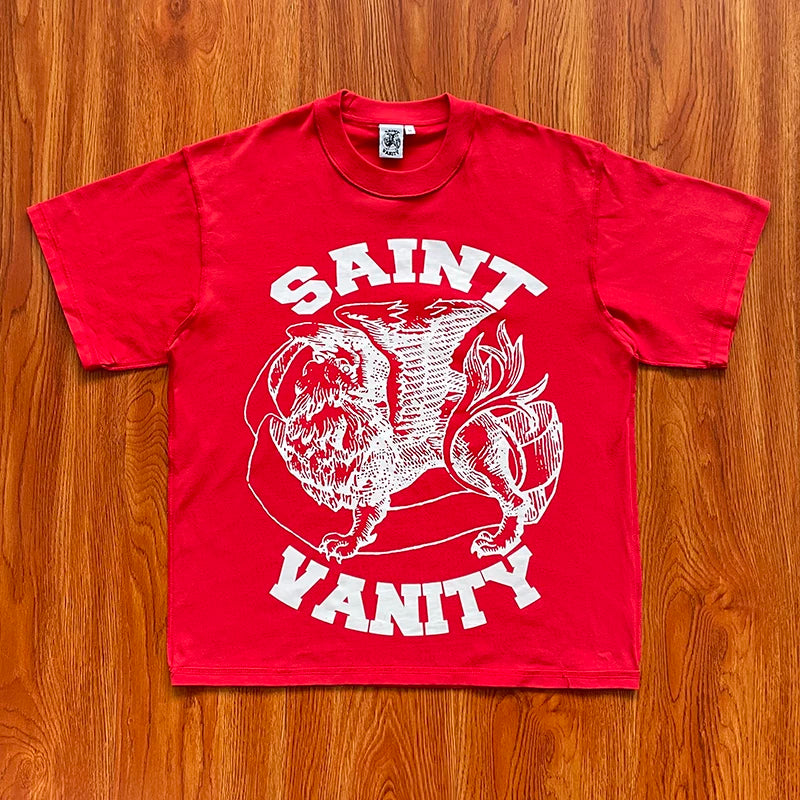 SAINT VANITY ins Same Style Letter Printed Casual Short Sleeve T-shirt (1)
