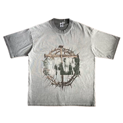 SAINT VANITY Artistic Thorns Art Thorn Pattern Wash Water Casual Short Sleeve T-shirt