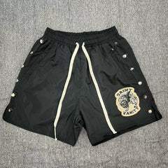 Saint Vanity Embroidered Button-Up Sports Shorts