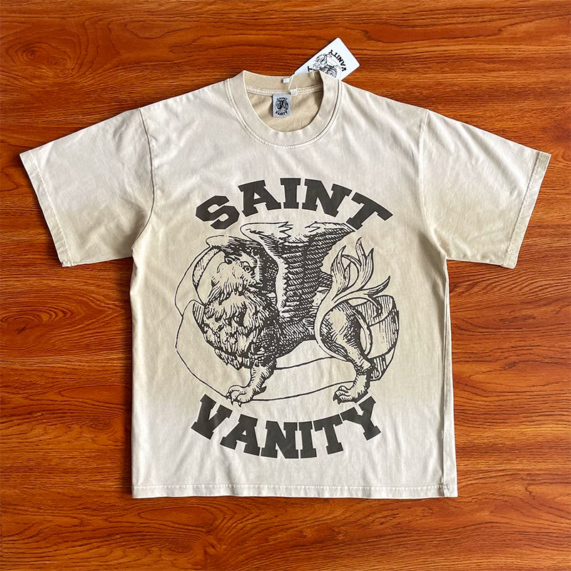 SAINT VANITY ins同款洗水字母印花休闲短袖T恤 (3)