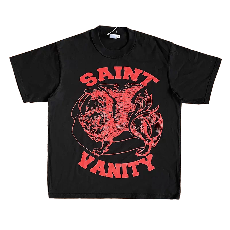SAINT VANITY ins same style reverse letter printed casual short sleeved T-shirt