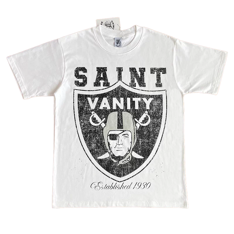 SAINT VANITY Vintage Fashion Print Casual Pure Cotton Short-Sleeved T-shirt