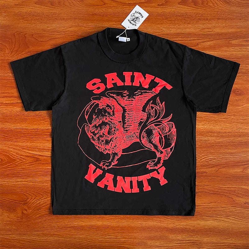 SAINT VANITY ins same style reverse letter printed casual short sleeved T-shirt
