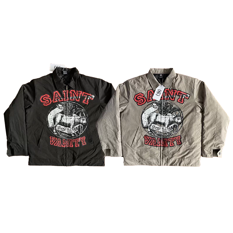 SAINT VANITY Trendy American-style Printed Collared Jacket Coat