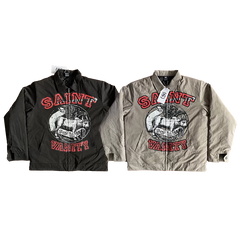 SAINT VANITY Trendy American-style Printed Collared Jacket Coat