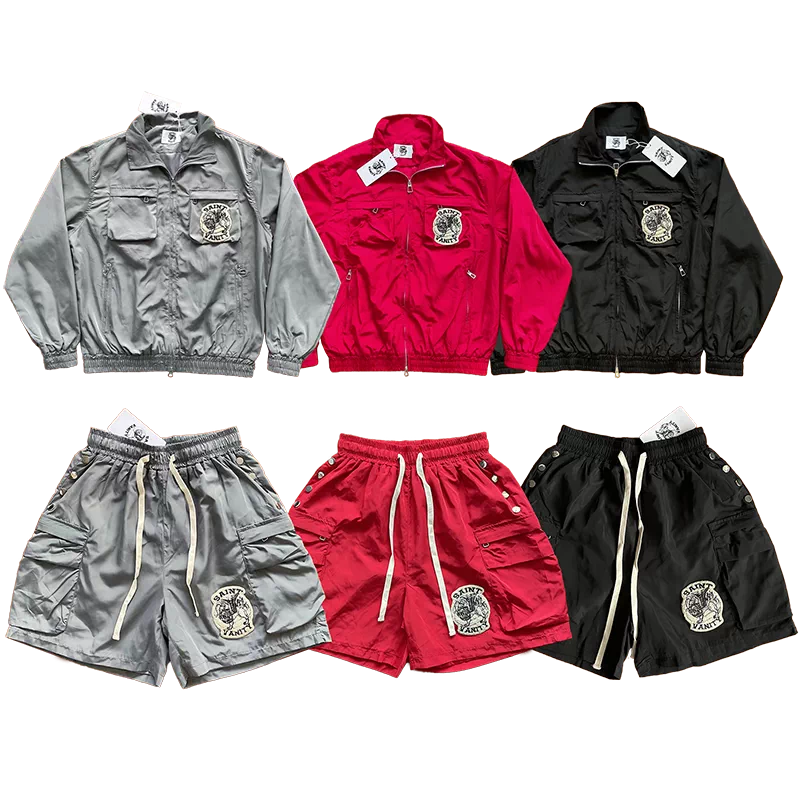 SAINT VANITY ins same style rivet casual sports shorts jacket set