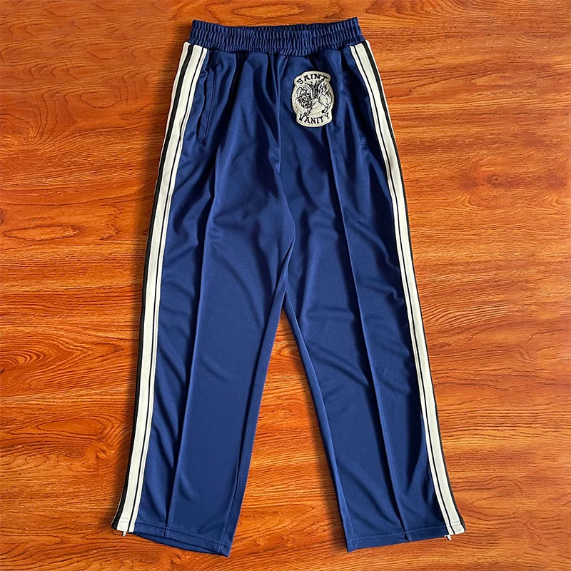 SAINT VANITY Embroidered Stripe Sports Style Casual Zipper Jacket Pants Set