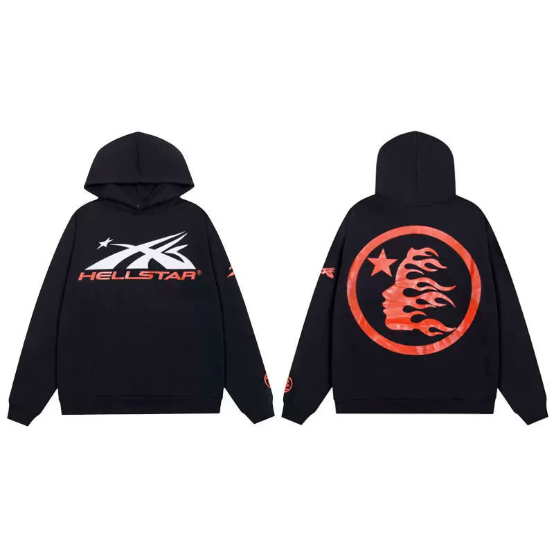 Hellstar Black Red Contrast Circular Logo Hoodie