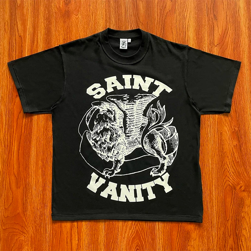 SAINT VANITY ins Same Style Letter Printed Casual Short Sleeve T-shirt (4)