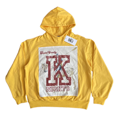 SAINT VANITY Patchwork Yellow Hooded Casual Sweatshirt