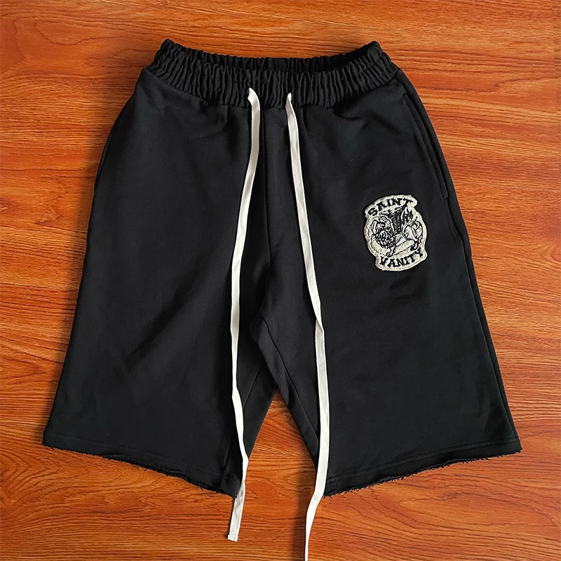 SAINT VANITY Zip Up Hoodie Zipper Embroidery Hoodie Shorts Set