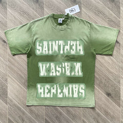SAINT VANITY Washed Watercolor Print Casual Short-Sleeved T-shirt